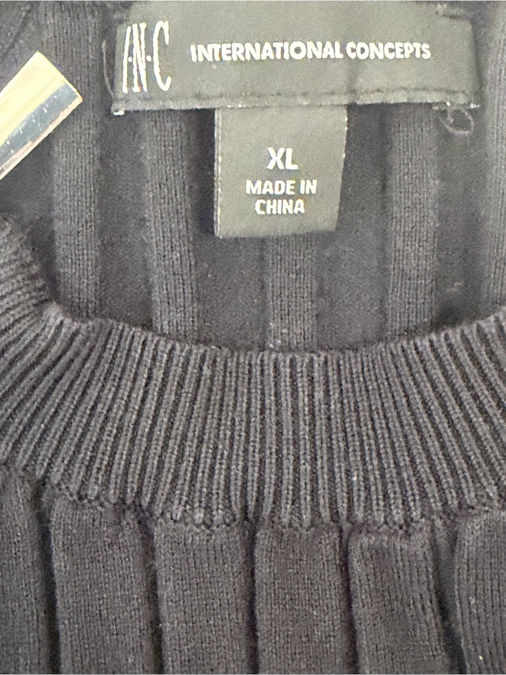 International Concepts Black Ribbed Sweater Shoulder Zippers Moto XL - Picture 3 of 6
